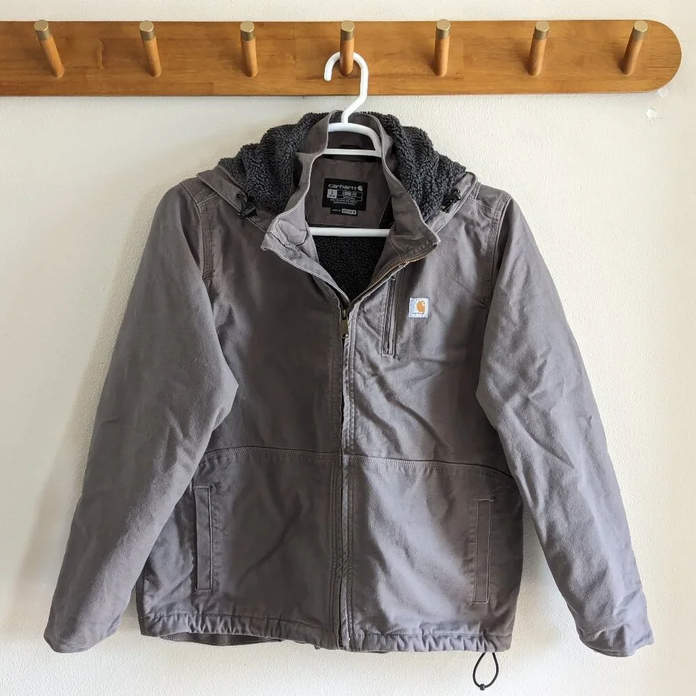 Carhartt Ladies Full Swing Loose Fit Washed Duck Sherpa Lined Jacket - L (12-14) - Picture 1 of 9